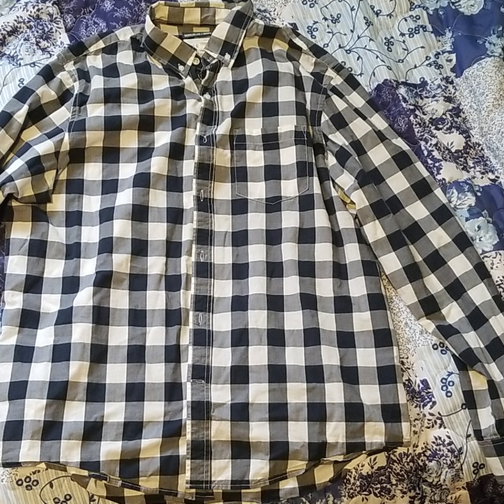 Navy and white button down